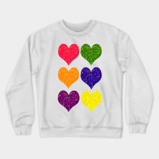 Six Hearts in Red Green Orange Blue Purple Yellow Crewneck Sweatshirt